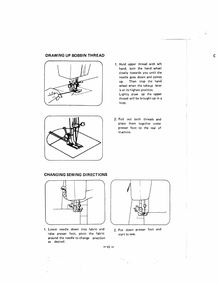 Changing sewing directions, Chariging sewing directions | SINGER W1444 User Manual | Page 15 / 33
