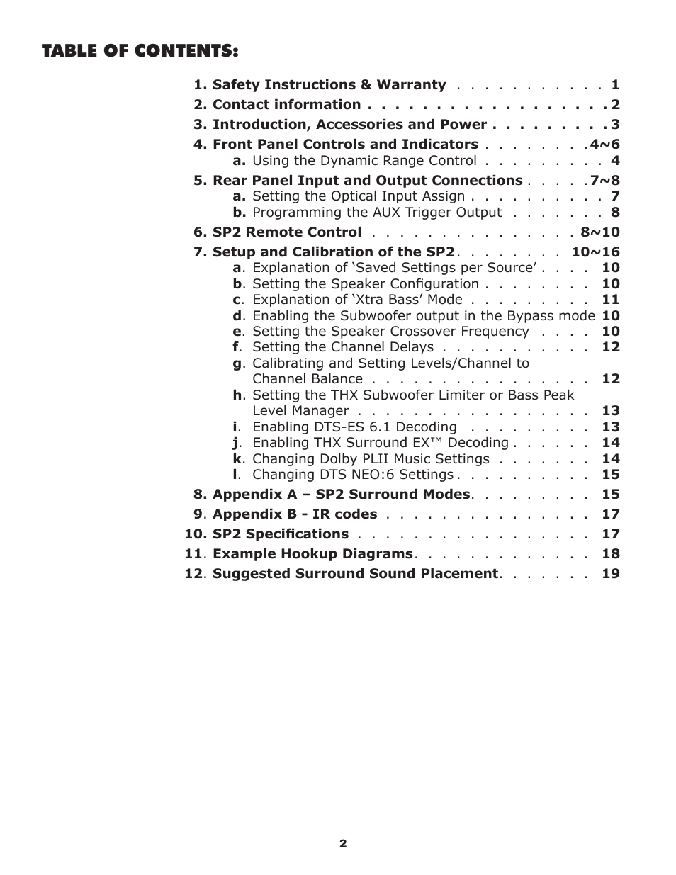 Bryston SP2 User Manual | Page 3 / 20