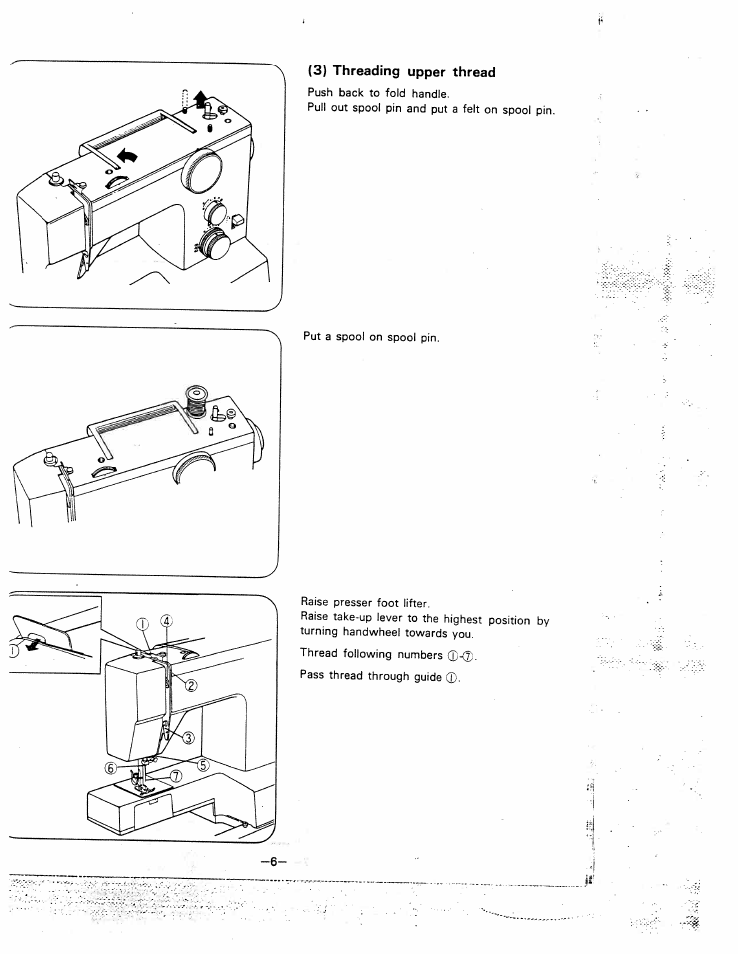 3) threading upper thread | SINGER W1810 User Manual | Page 11 / 47