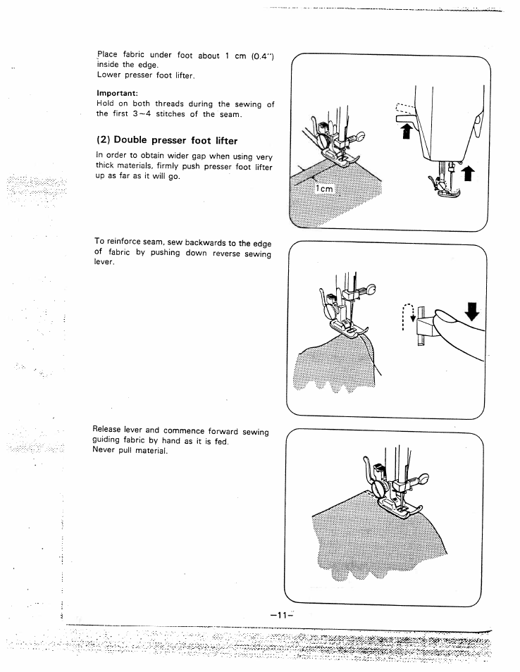 2) double presser foot lifter | SINGER W1810 User Manual | Page 16 / 47