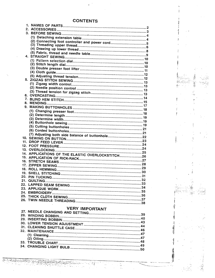 SINGER W1810 User Manual | Page 5 / 47