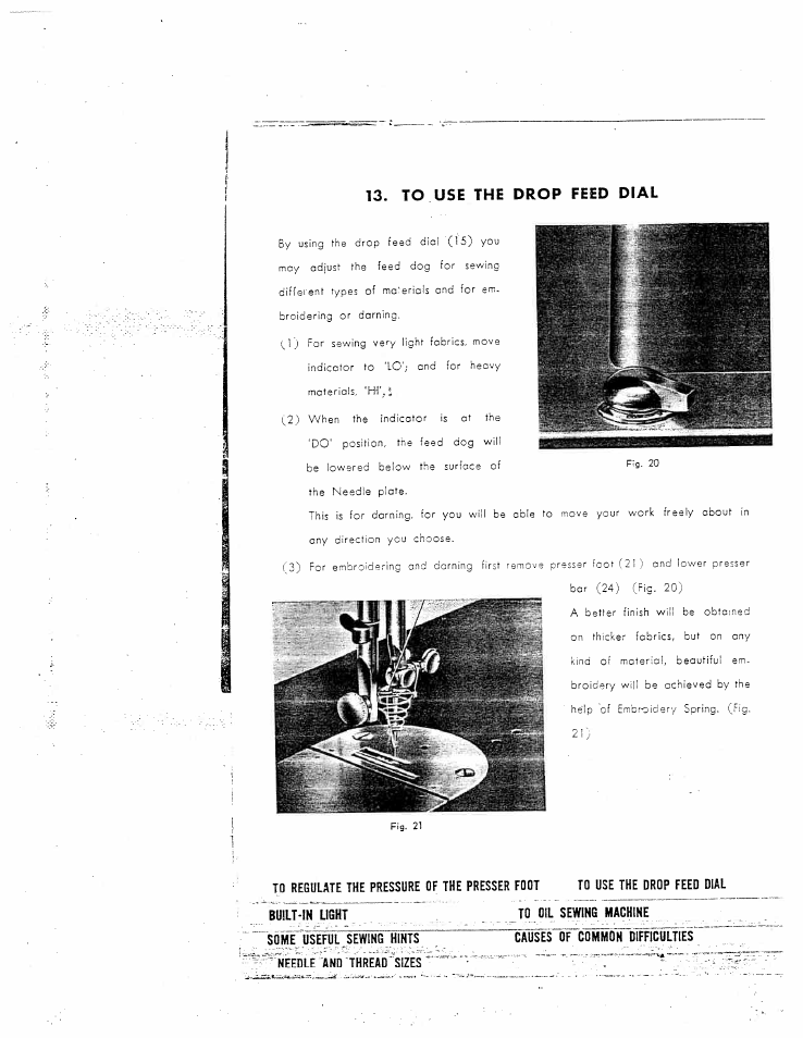 To use the drop feed dial | SINGER W150 FL User Manual | Page 18 / 24