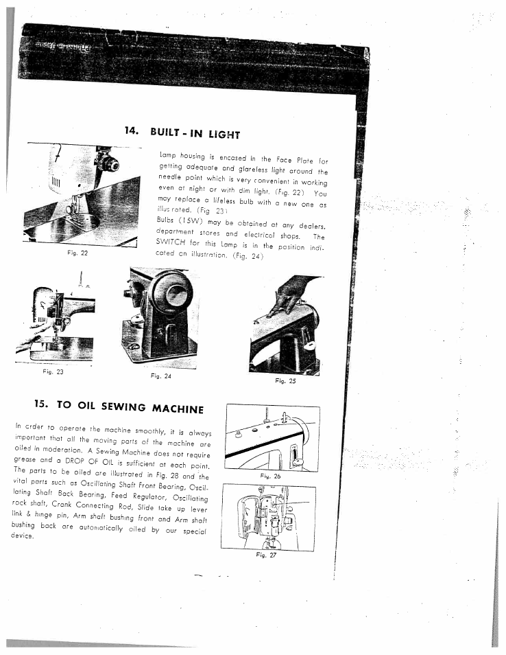 Built - in light | SINGER W150 FL User Manual | Page 19 / 24