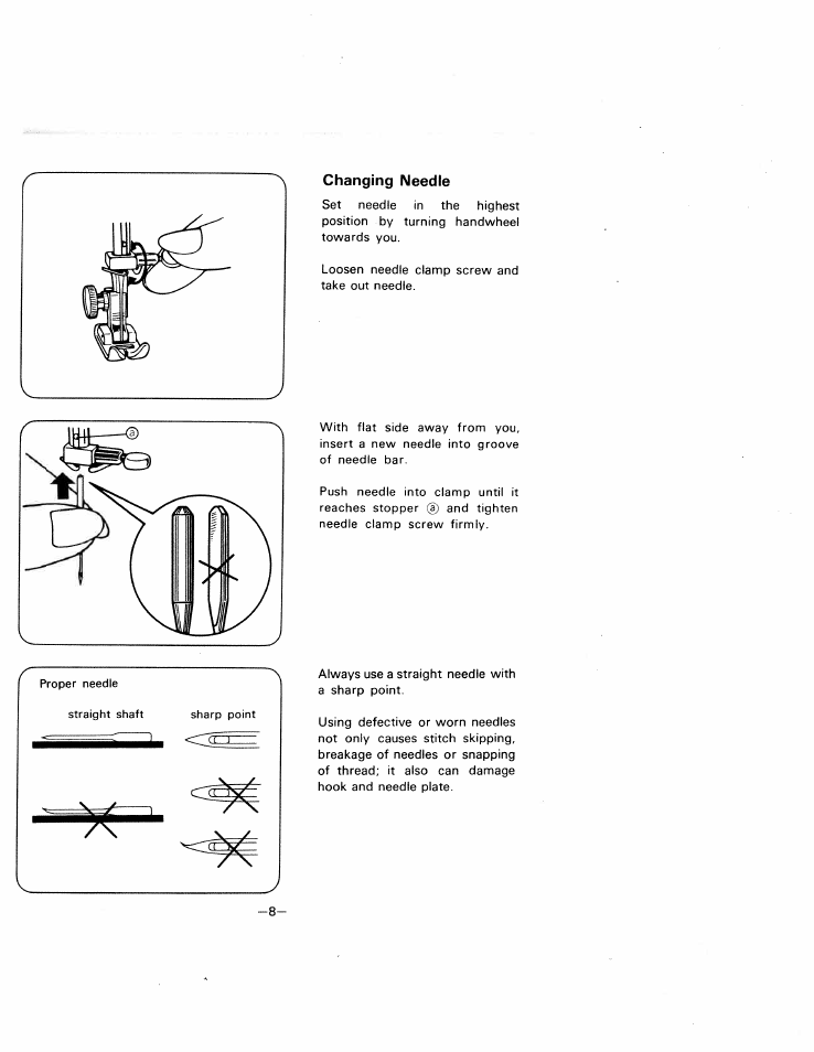 Changing needle | SINGER W1505 User Manual | Page 11 / 47