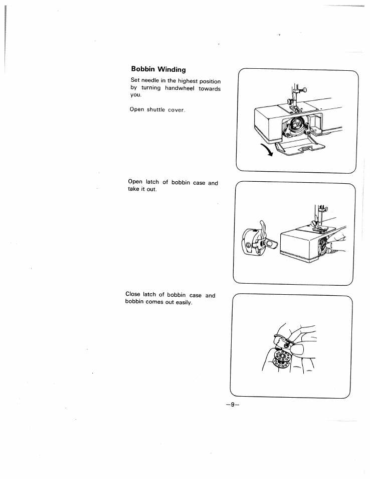 Bobbin winding | SINGER W1505 User Manual | Page 12 / 47