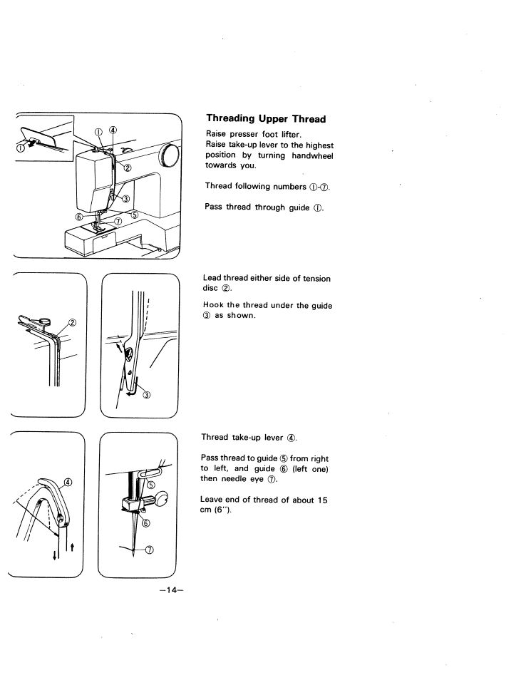 Threading upper thread | SINGER W1505 User Manual | Page 17 / 47