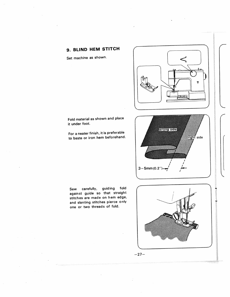 Blind hem stitch, Elastic blind hem stitch | SINGER W1505 User Manual | Page 30 / 47