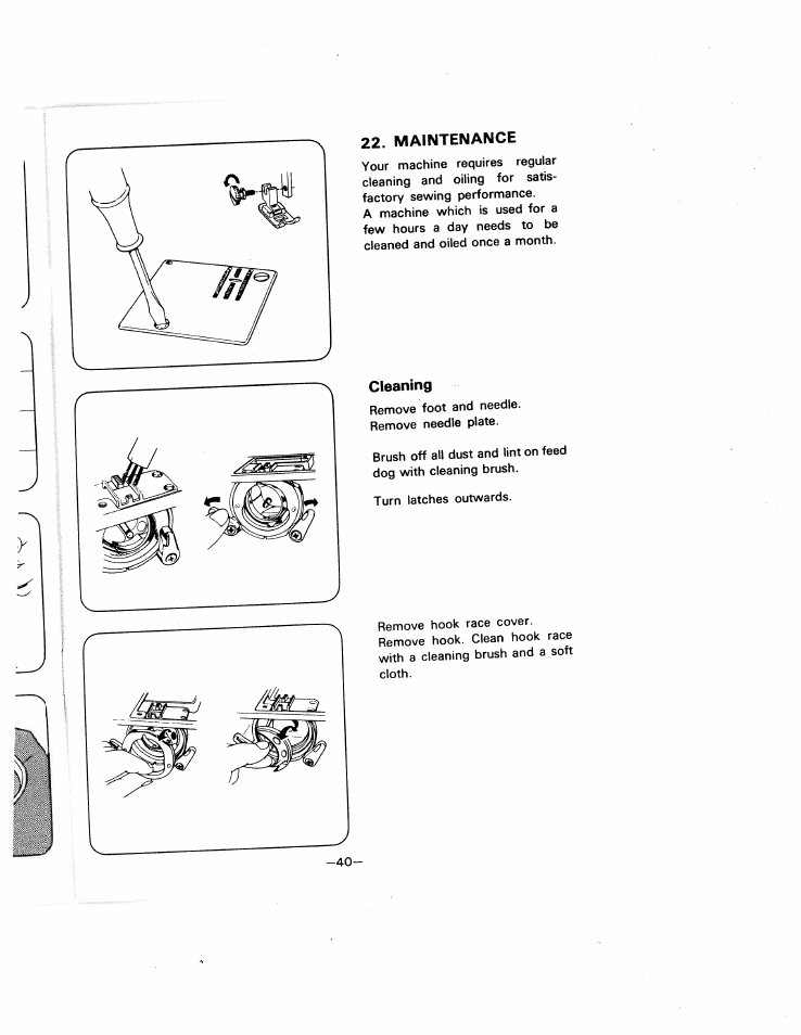 Majntenance, Cleaning | SINGER W1505 User Manual | Page 43 / 47