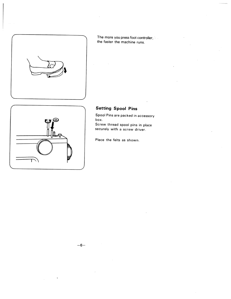Setting spool pins | SINGER W1505 User Manual | Page 9 / 47
