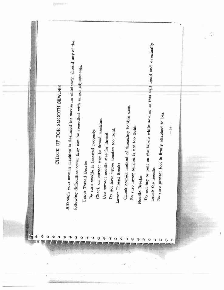 Check up for smooth sewin0 | SINGER W1514 User Manual | Page 20 / 20