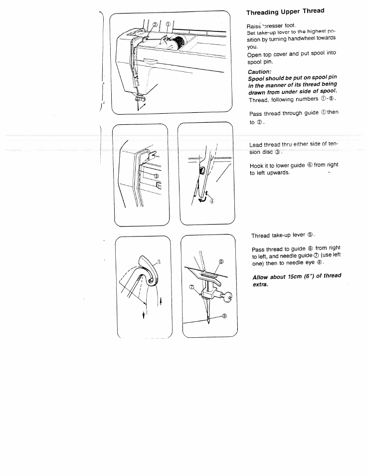 Threading upper thread | SINGER W1523 User Manual | Page 14 / 30