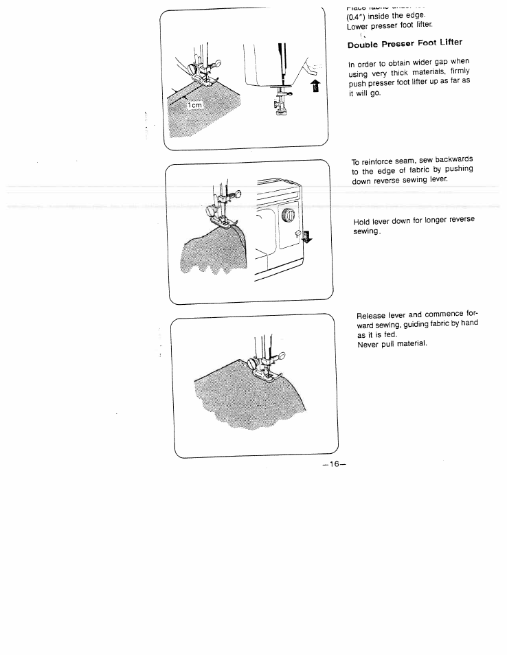 Double presser foot lifter, Presser foot lifter | SINGER W1523 User Manual | Page 18 / 30