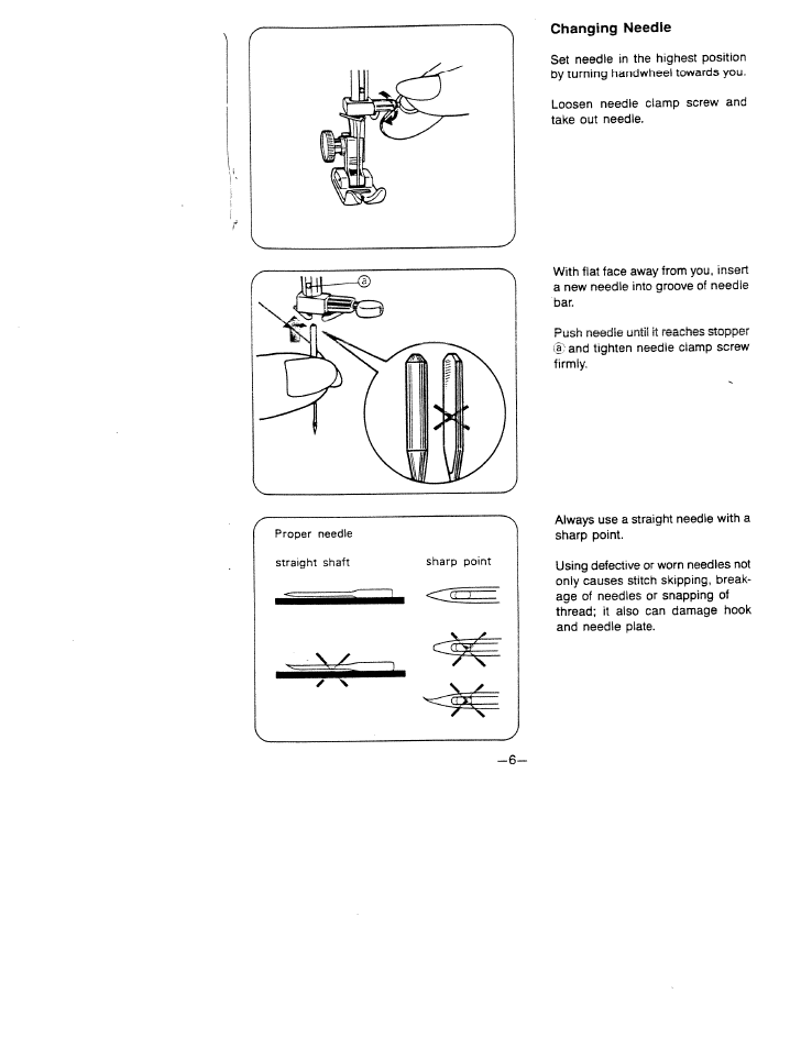 Changing needle | SINGER W1523 User Manual | Page 8 / 30