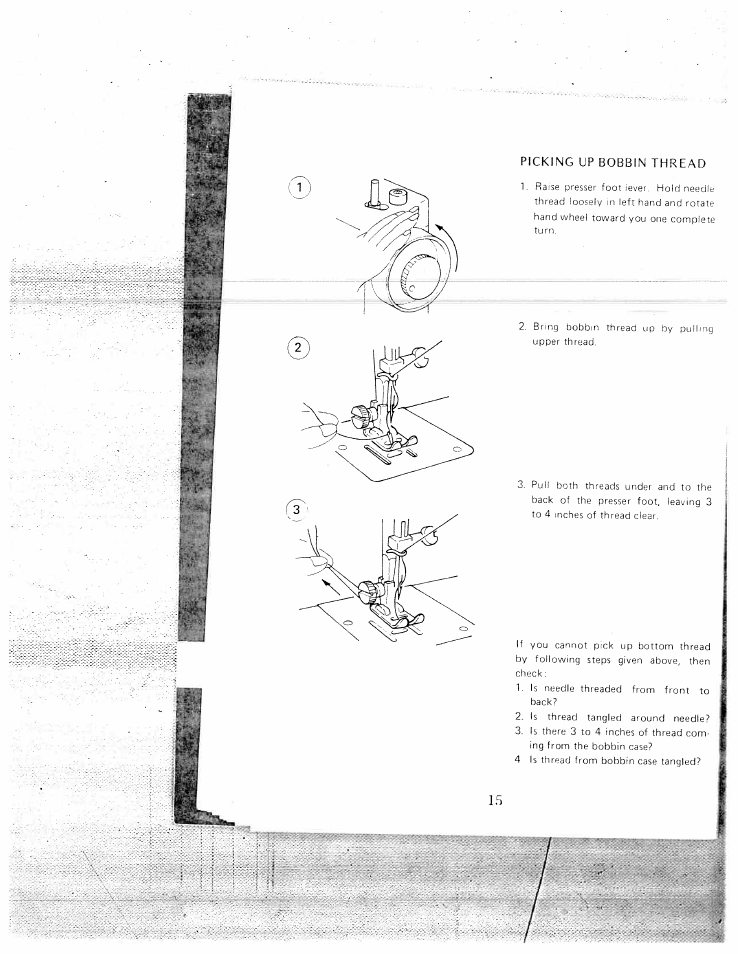 Picking up bobbin thread | SINGER W1550 User Manual | Page 19 / 47