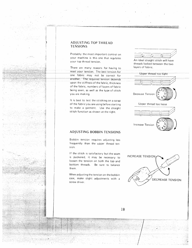 Adjusting top thread tensions, Adjusting bobbin tensions | SINGER W1550 User Manual | Page 22 / 47