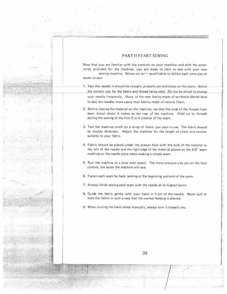 Part ii start sewing | SINGER W1550 User Manual | Page 24 / 47