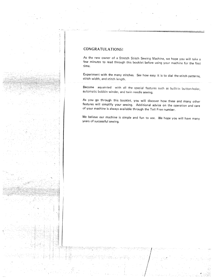 Congratulations | SINGER W1550 User Manual | Page 4 / 47