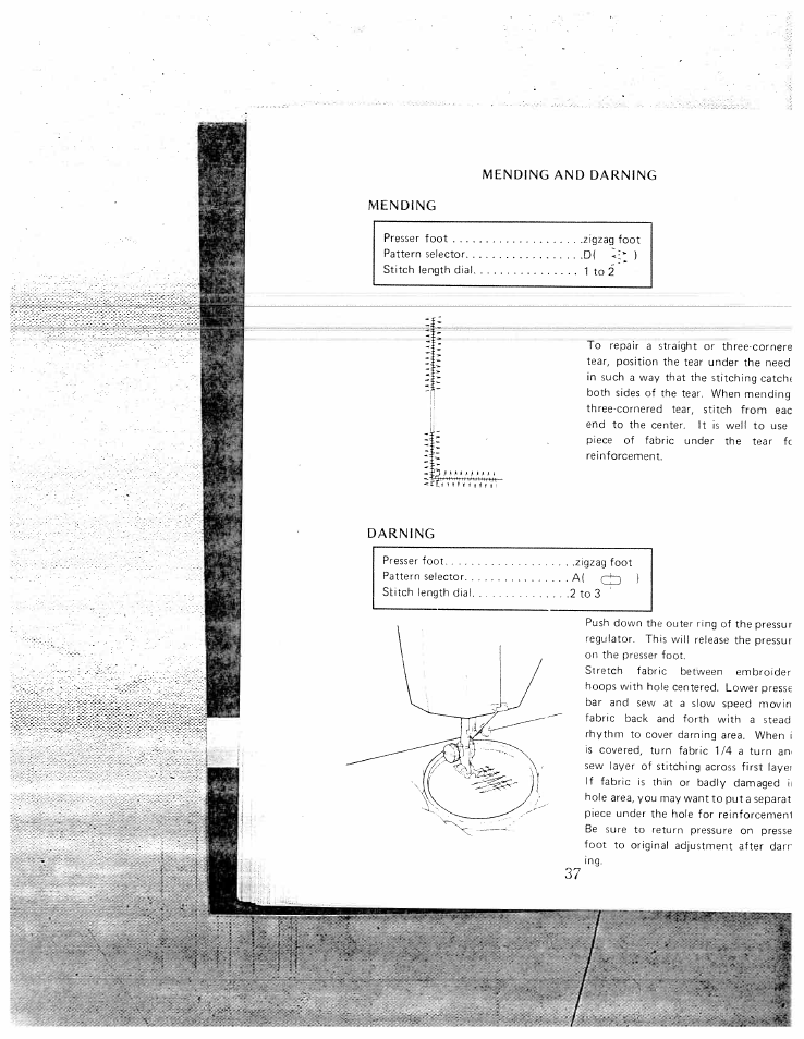 Mending, Darning | SINGER W1550 User Manual | Page 41 / 47