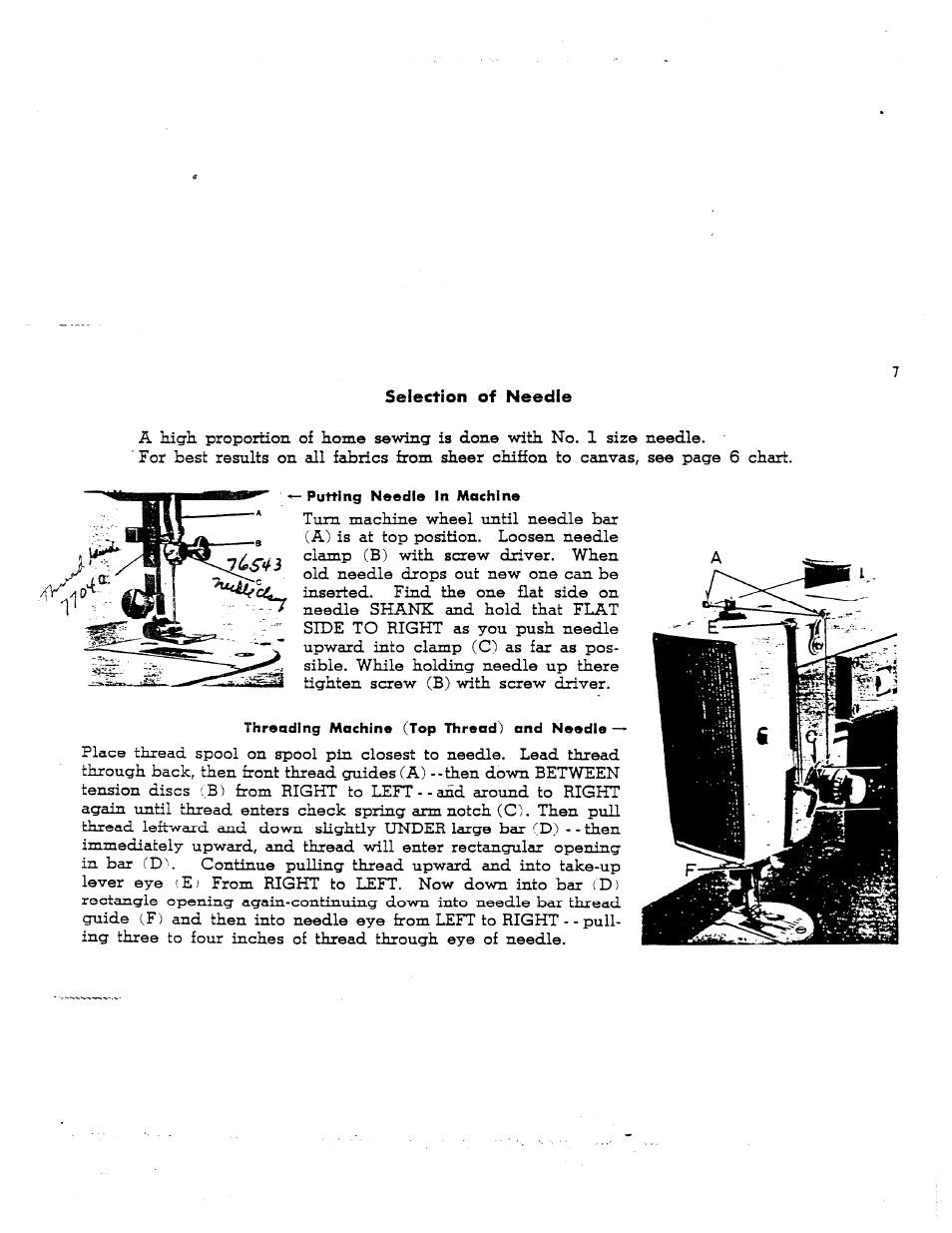 Selection of needle | SINGER W1563 User Manual | Page 9 / 26