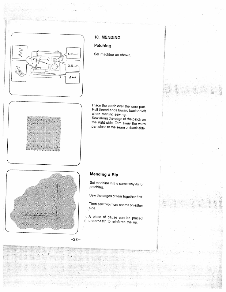 Mending patching, Mending a rip | SINGER W1577 User Manual | Page 31 / 37
