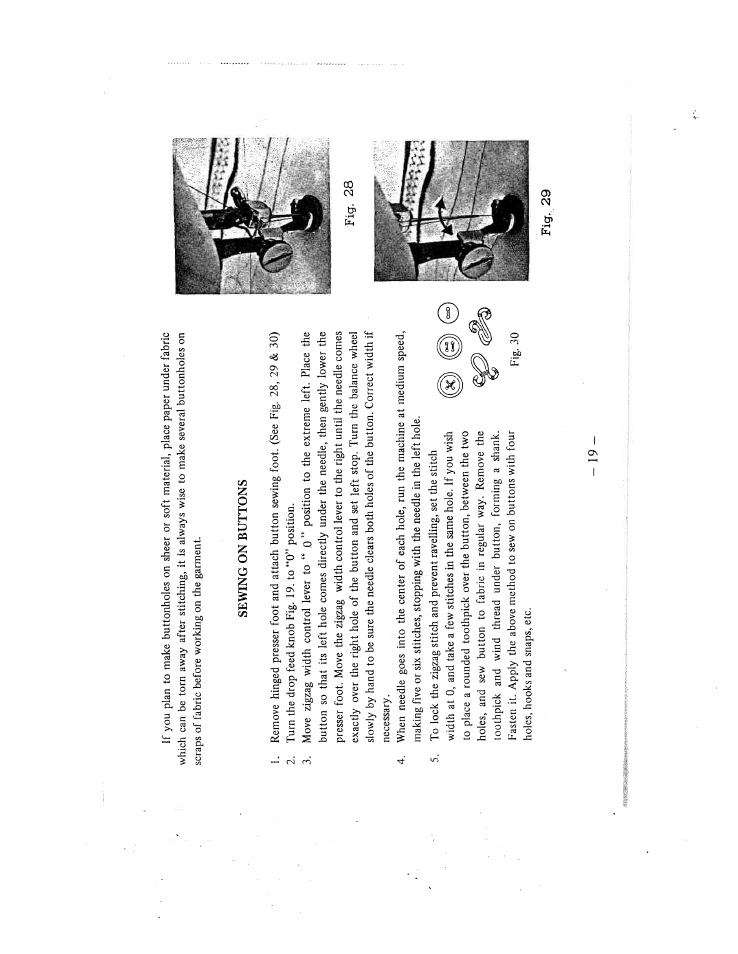 Sewing on buttons | SINGER W159 User Manual | Page 20 / 29