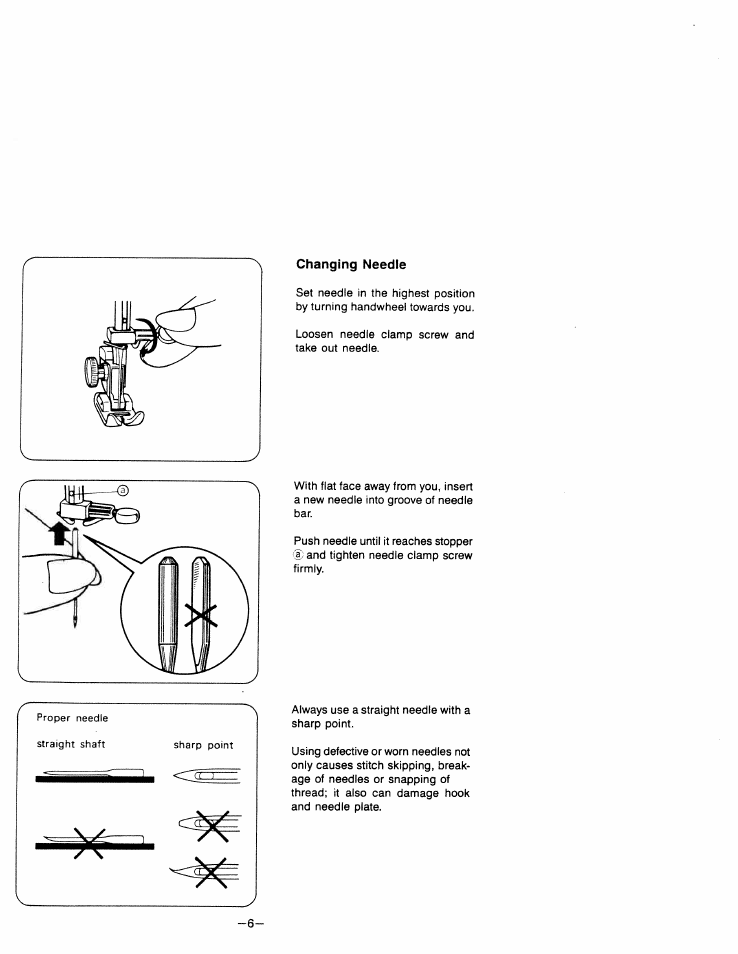Changing needle | SINGER W1599 User Manual | Page 8 / 48