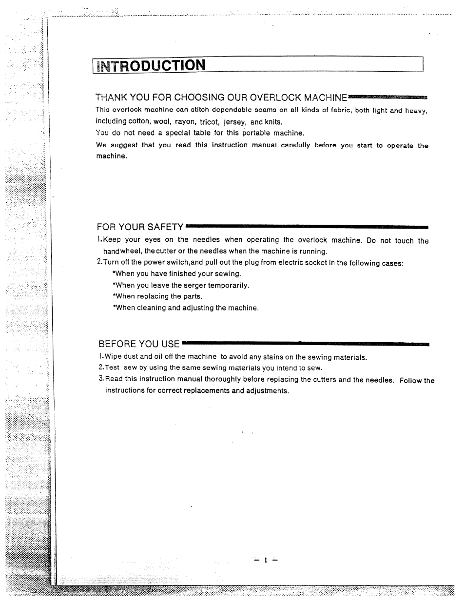 Introduction | SINGER W1600 User Manual | Page 2 / 28