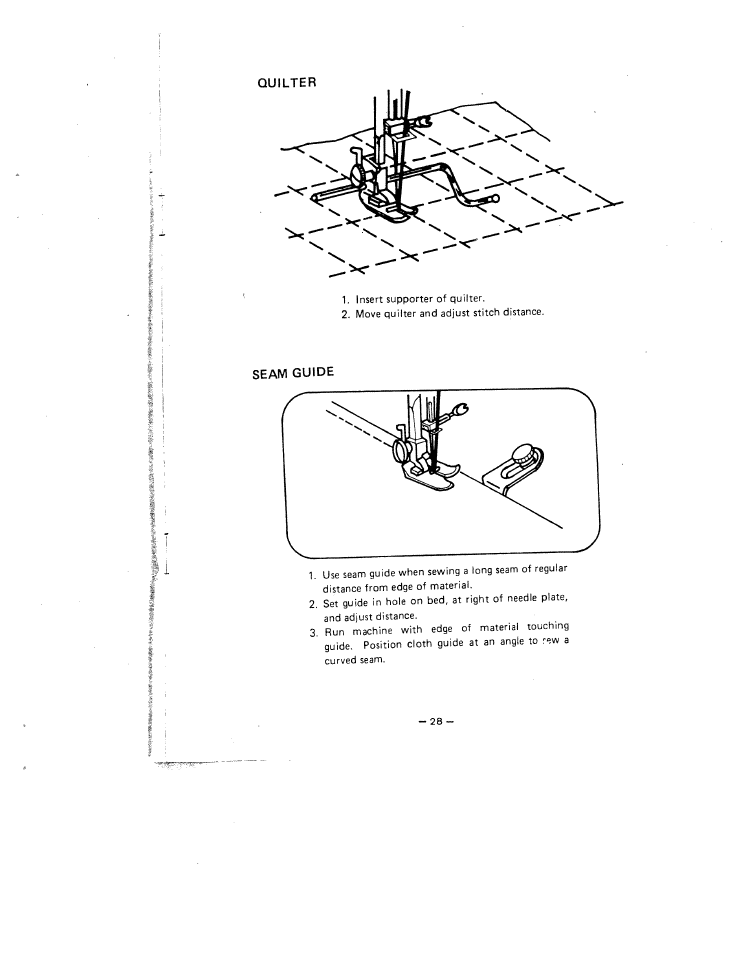 Quilter, Seam guide | SINGER W1630 User Manual | Page 31 / 33