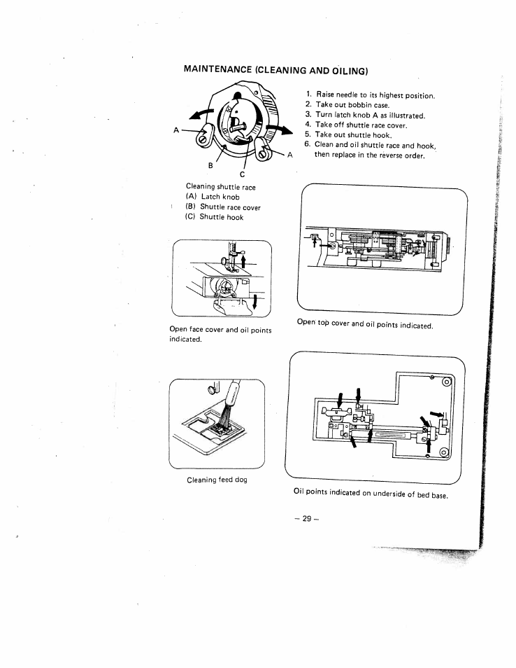 Maintenance (cleaning and oiling) | SINGER W1630 User Manual | Page 32 / 33