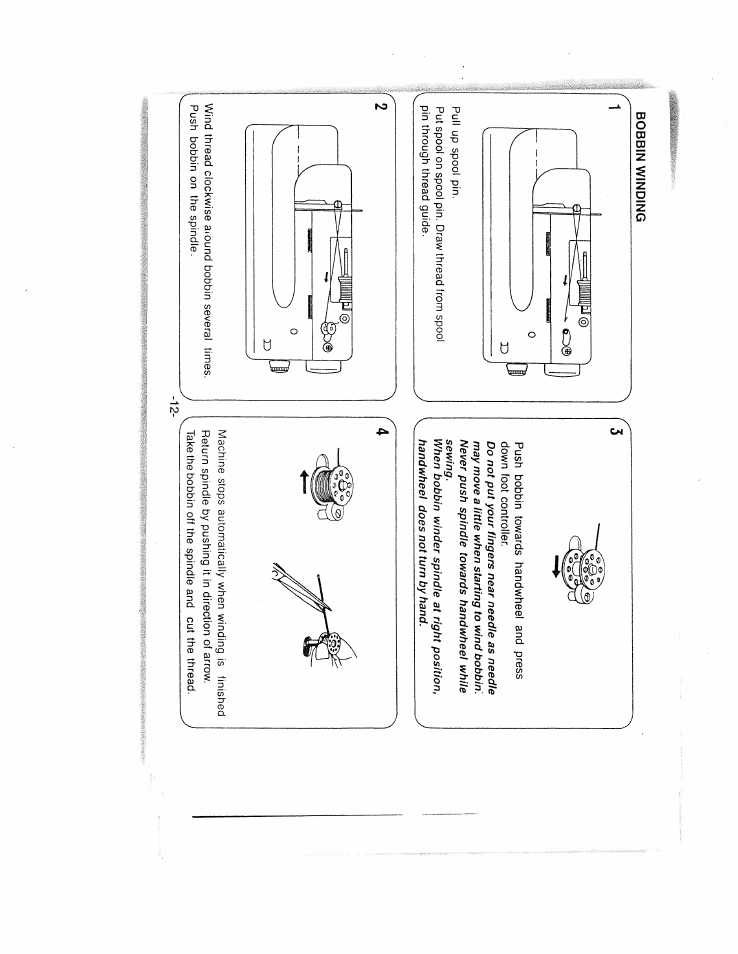 Bobbin winding | SINGER W1624 User Manual | Page 16 / 44