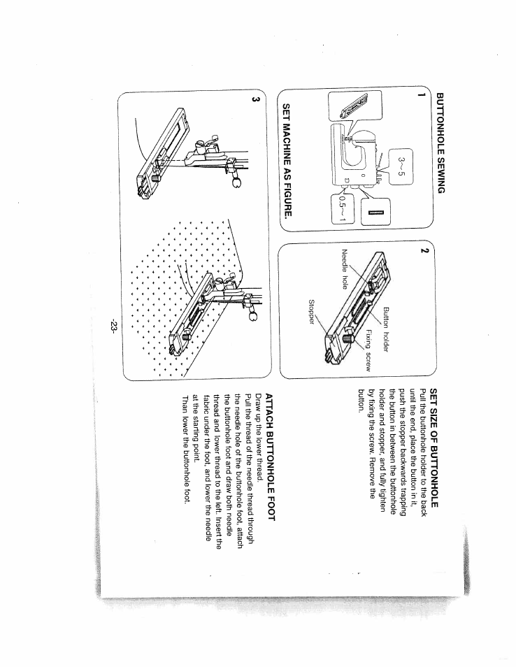 Set size of buttonhole, Attach buttonhole foot | SINGER W1624 User Manual | Page 27 / 44