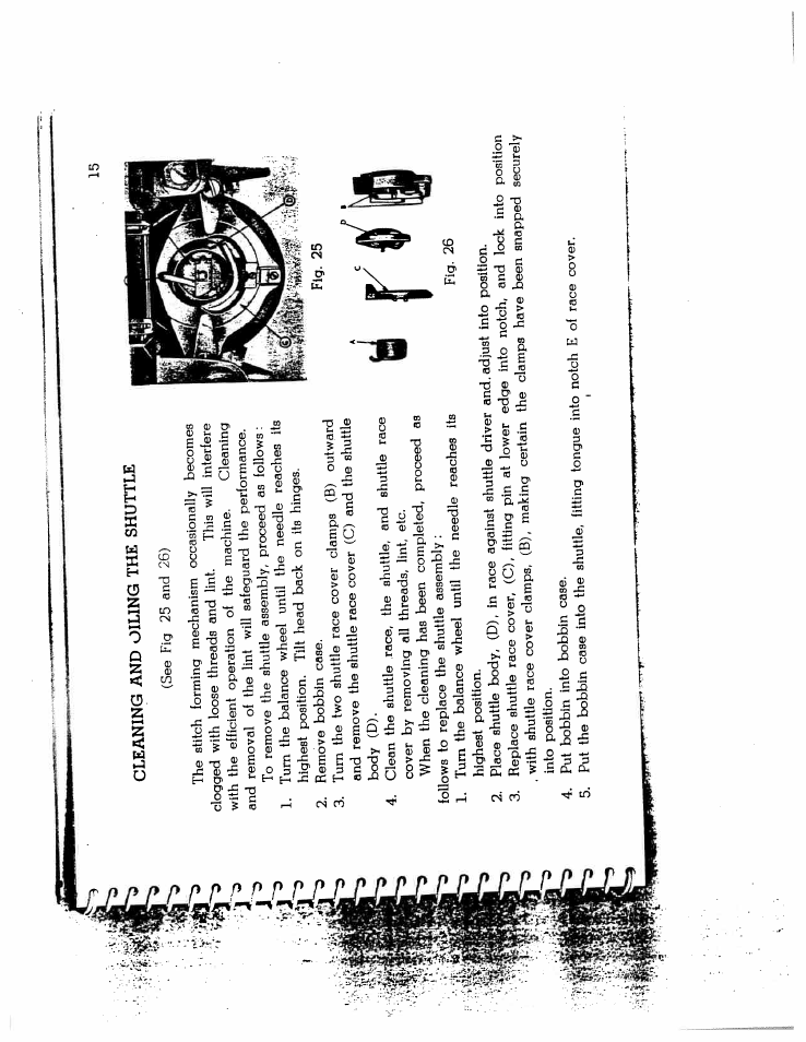 Cleaning and oiling the shuttle | SINGER W164 User Manual | Page 17 / 41