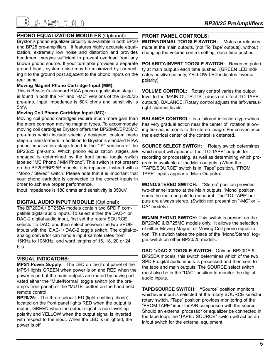 Bryston BP25 User Manual | Page 6 / 8