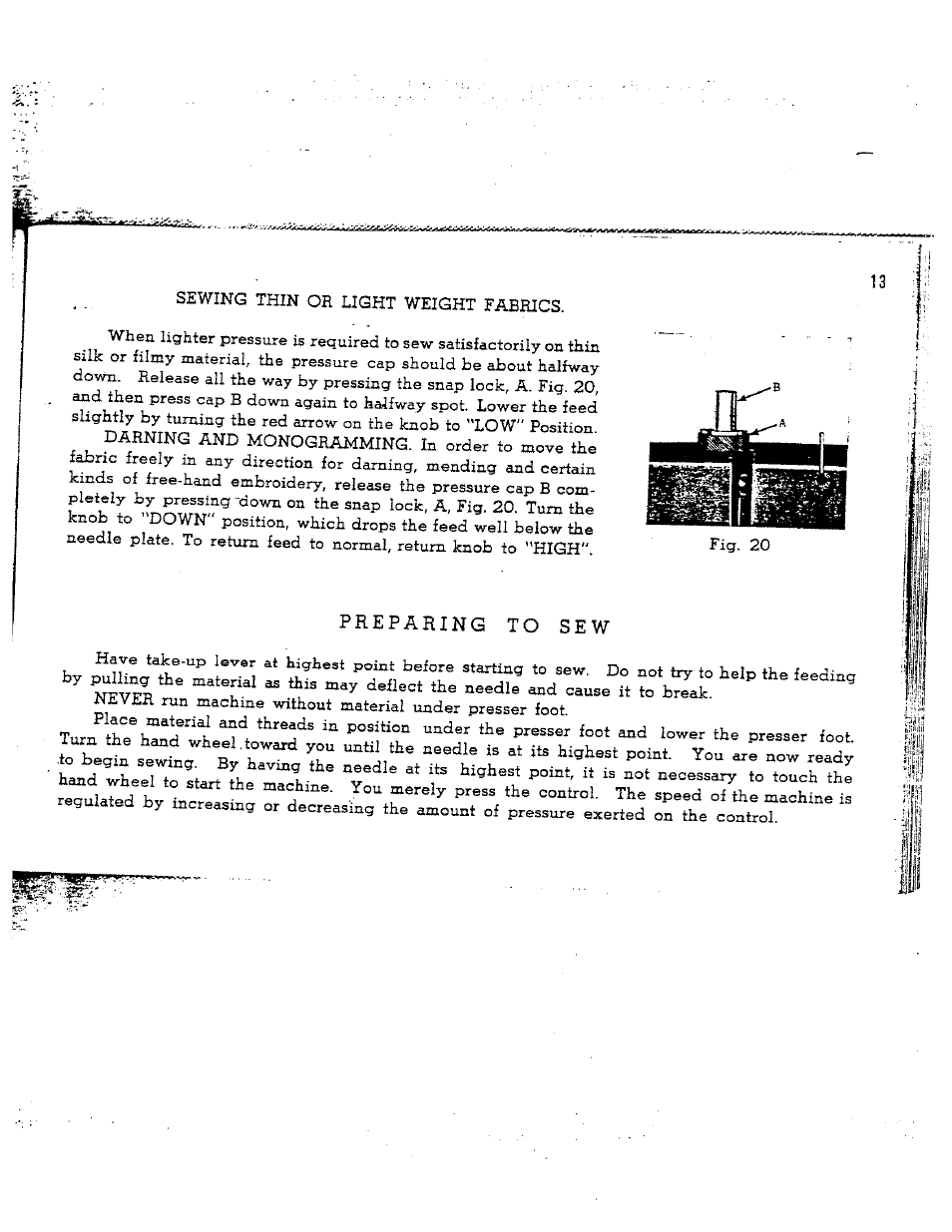 Preparing to sew | SINGER W165 User Manual | Page 14 / 40