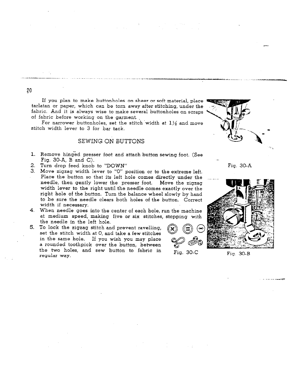 Sewing on buttons | SINGER W165 User Manual | Page 21 / 40