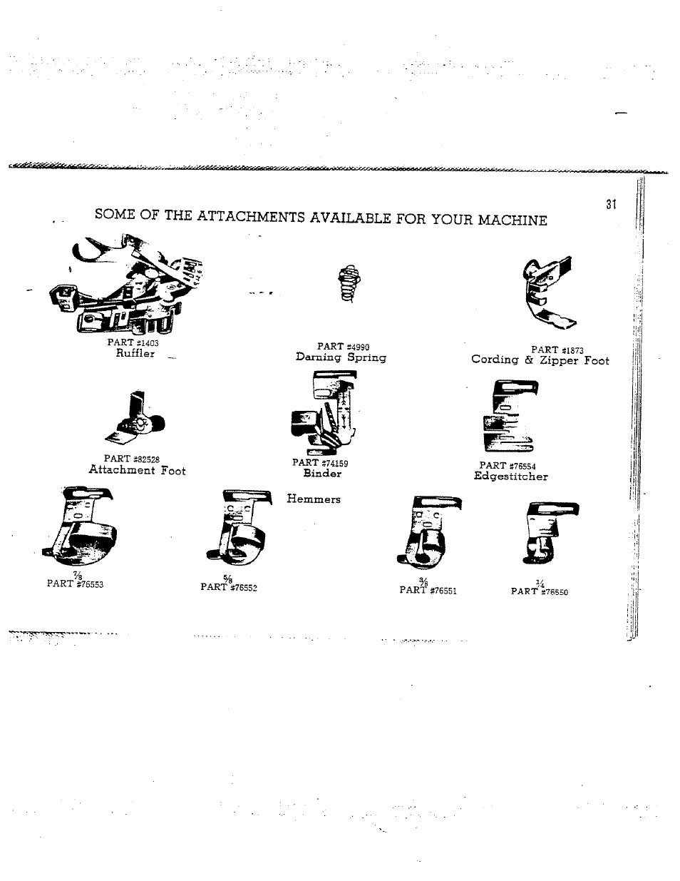 Some of the attachments available for your machine | SINGER W165 User Manual | Page 32 / 40