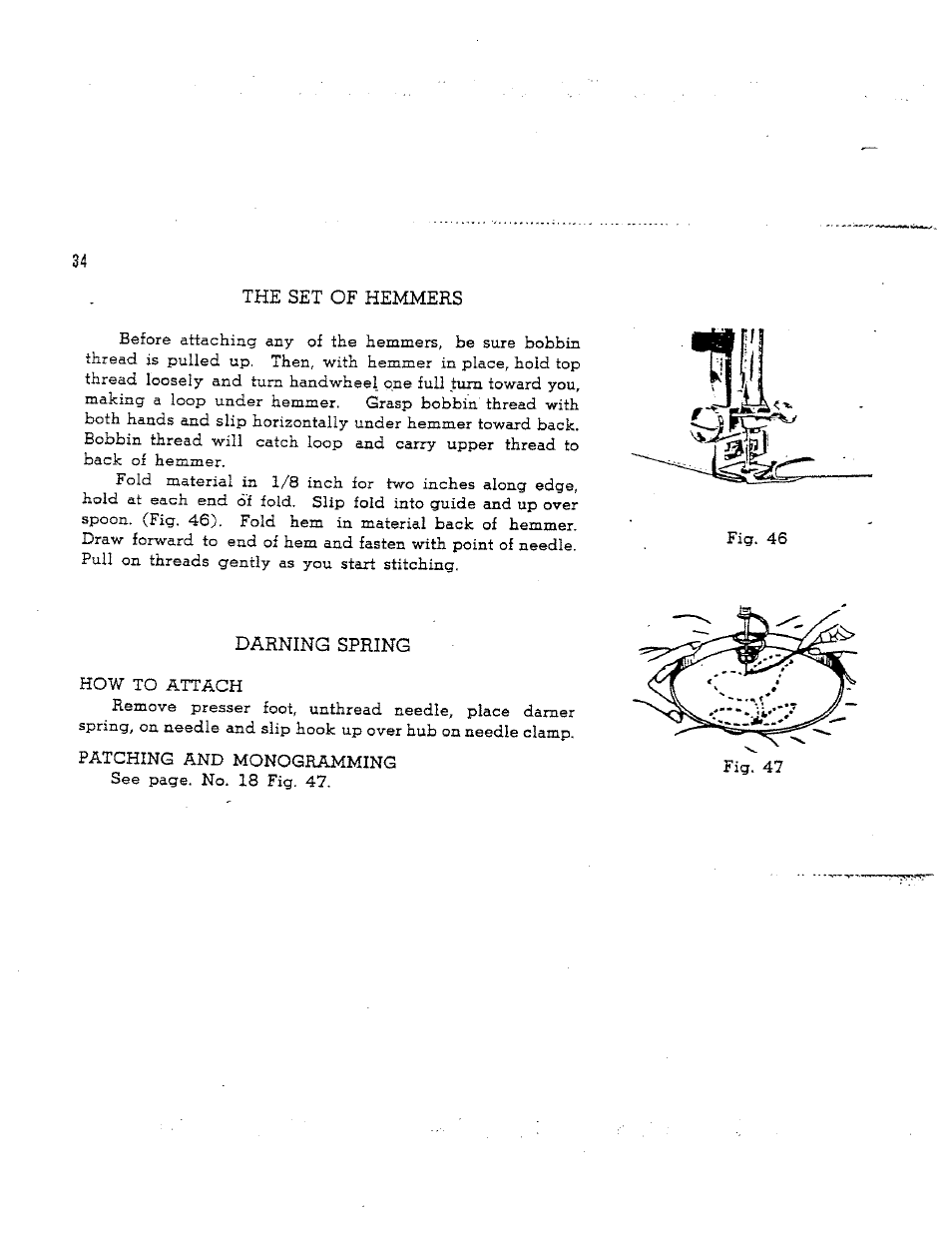 The set of hemmers, Darning spring | SINGER W165 User Manual | Page 35 / 40