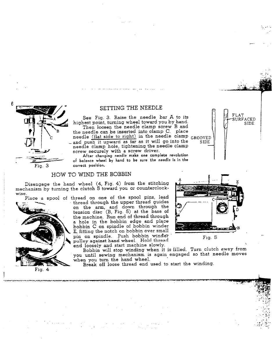 Setting the needle, How to wind the bobbin, Winding the bobbin | SINGER W165 User Manual | Page 7 / 40