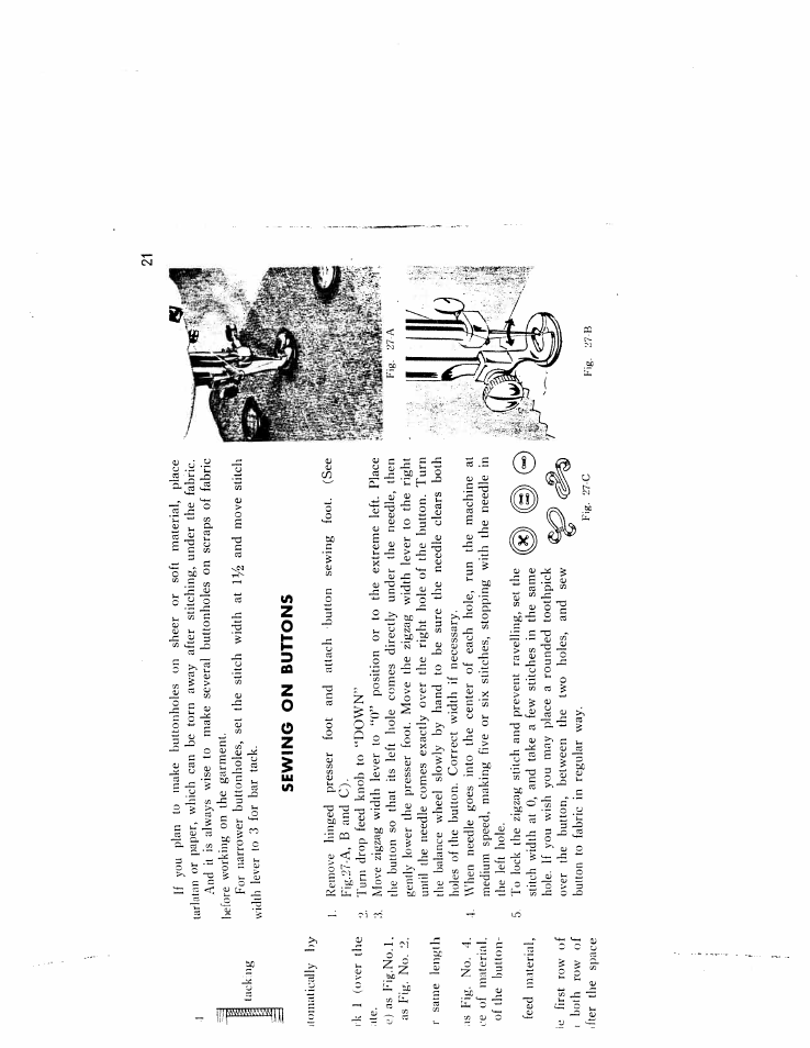 Sewing on buttons | SINGER W166 User Manual | Page 23 / 40