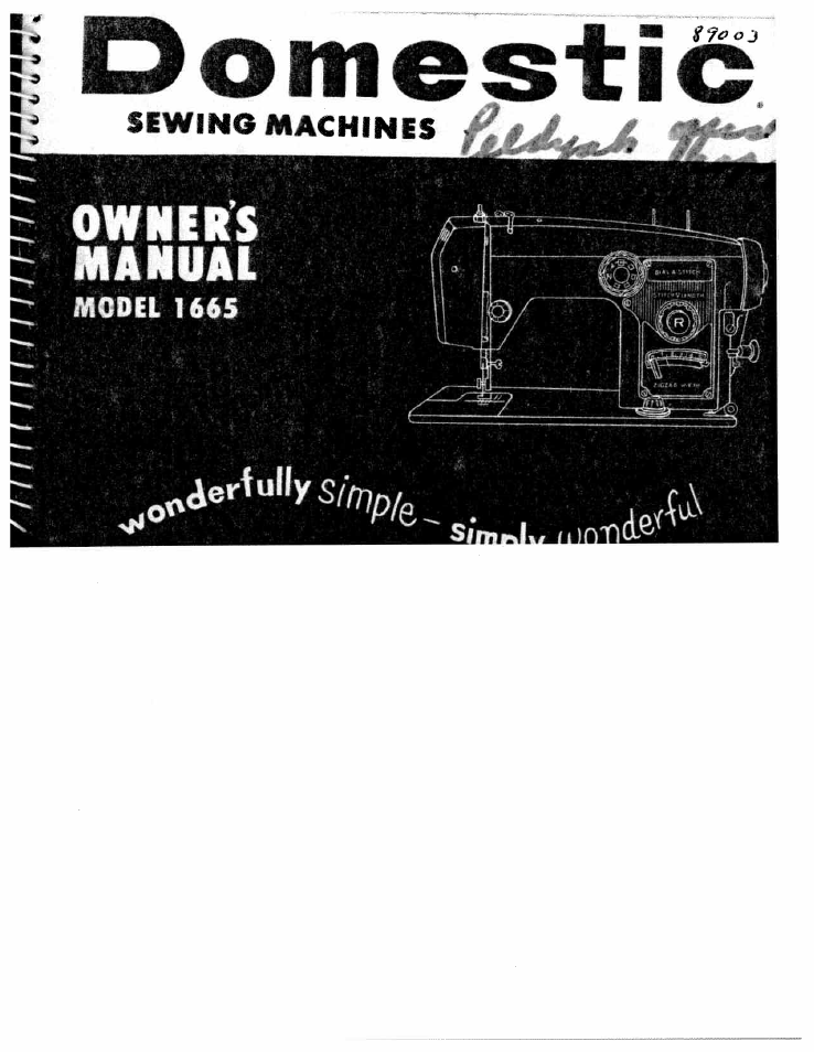 SINGER W1665 User Manual | 55 pages