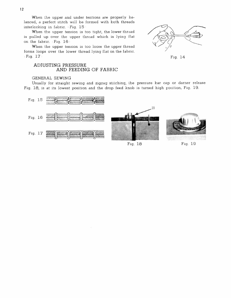 Adjusting pressure, And feeding of fabric | SINGER W167 User Manual | Page 14 / 38