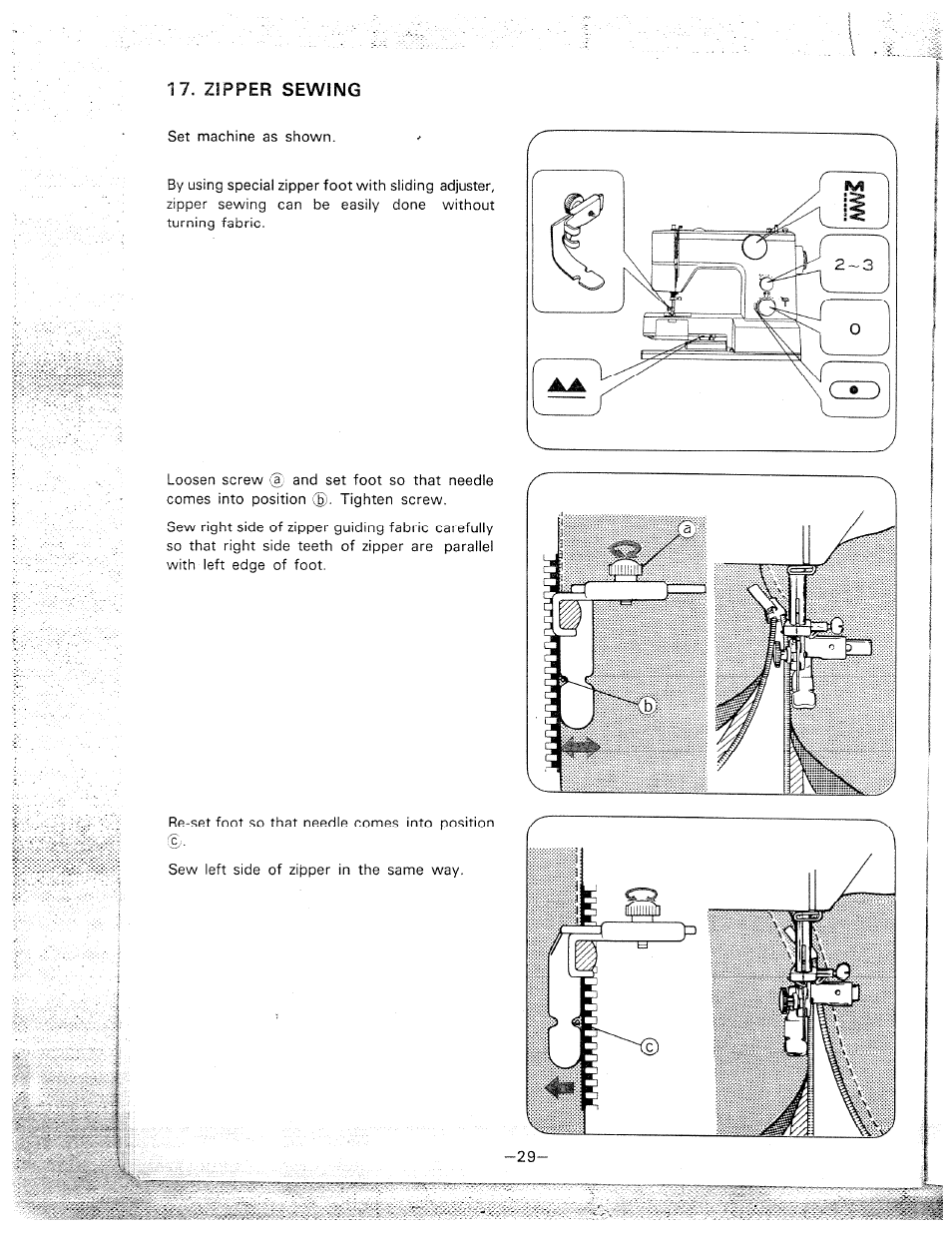 Zipper sewing | SINGER W1710 User Manual | Page 32 / 53