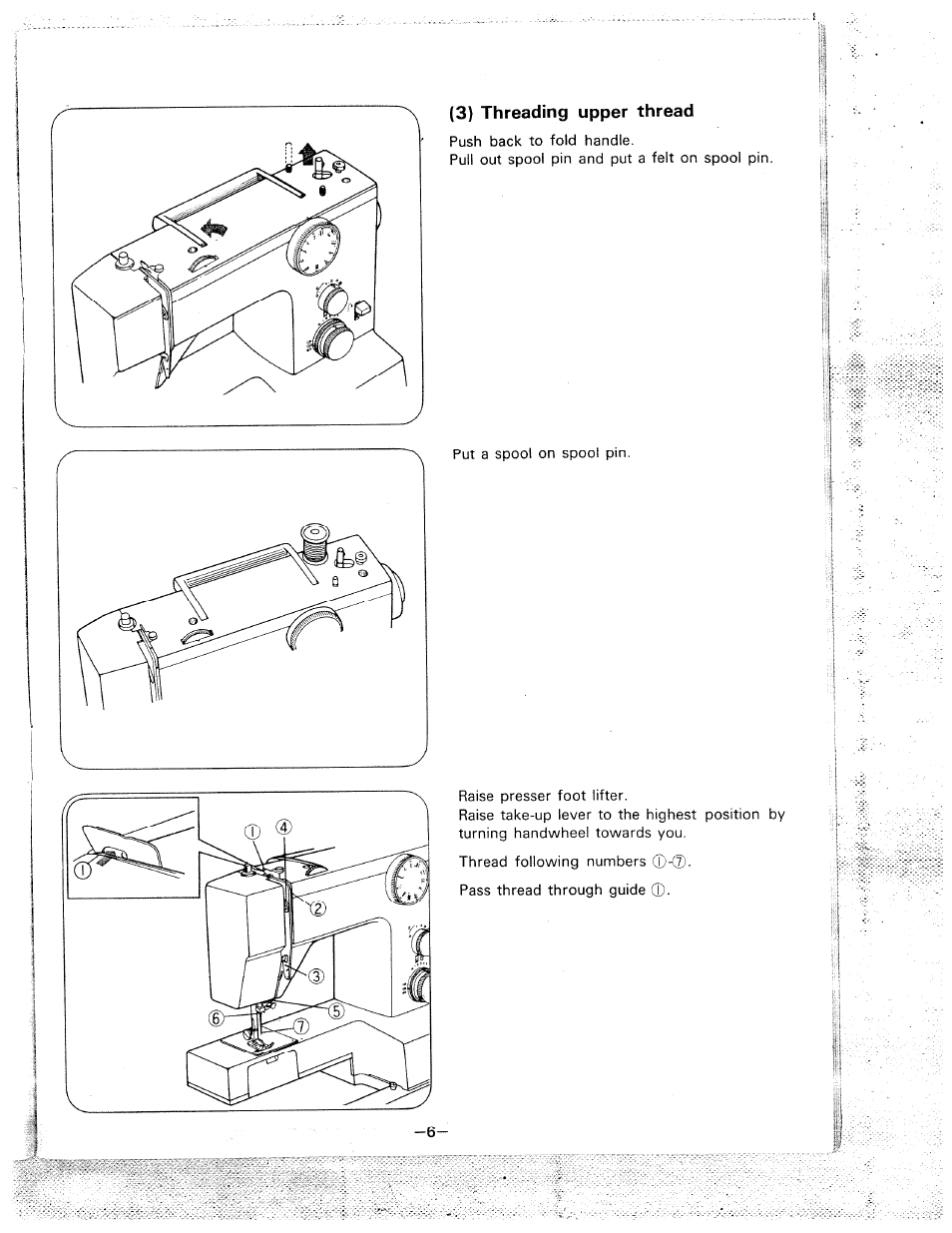 3) threading upper thread | SINGER W1710 User Manual | Page 9 / 53
