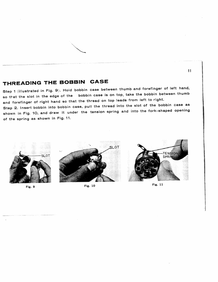 Threading the bobbin case | SINGER W173 User Manual | Page 12 / 35