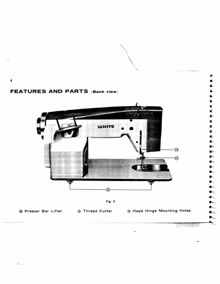Features and parts (back view) | SINGER W173 User Manual | Page 5 / 35
