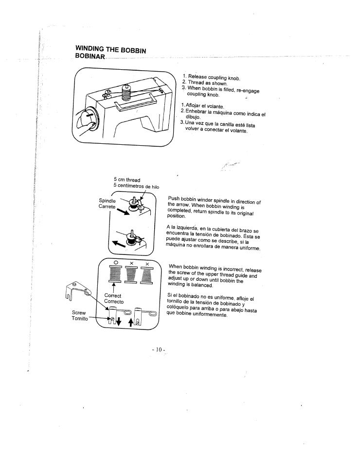 Winding the bobbin bobinar, Winding the bobbin | SINGER W1735 User Manual | Page 10 / 36