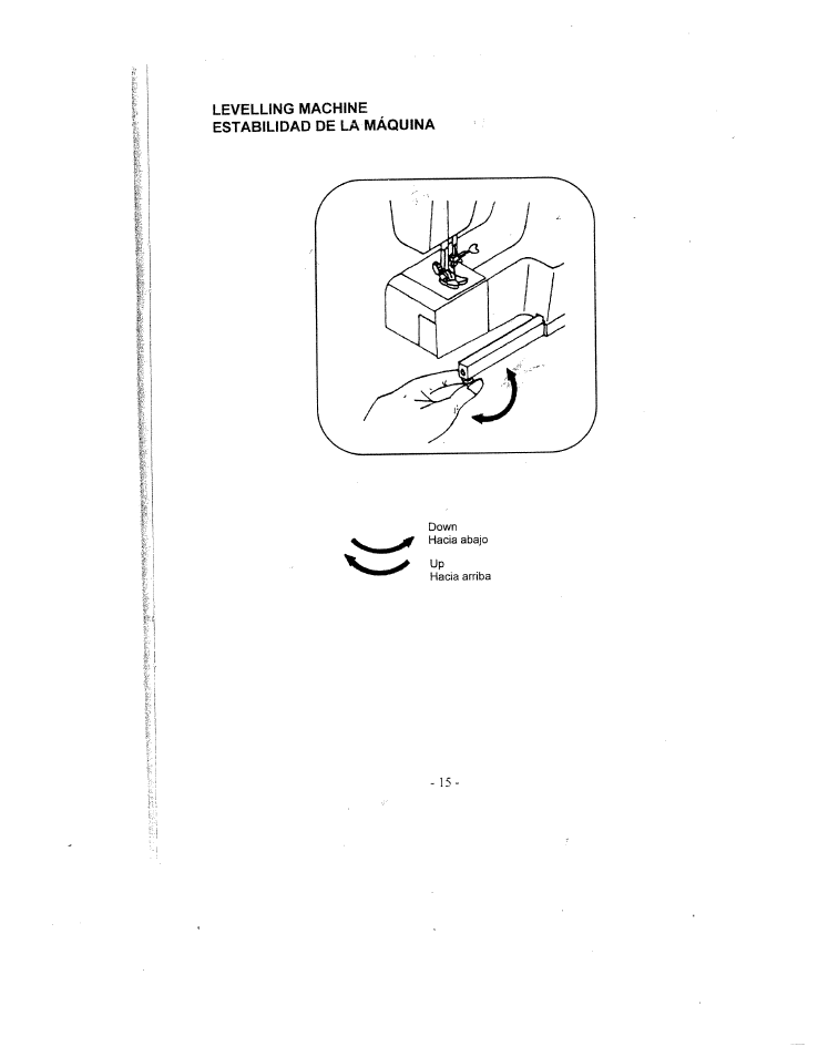 Levelling machine estabilidad de la máquina | SINGER W1735 User Manual | Page 15 / 36