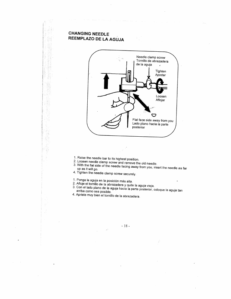 Changing needle reemplazo de la aguja | SINGER W1735 User Manual | Page 18 / 36