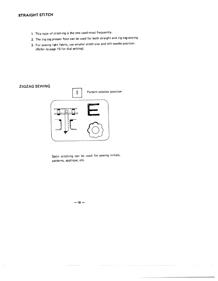 Zigzag sewing | SINGER W1744 User Manual | Page 21 / 32