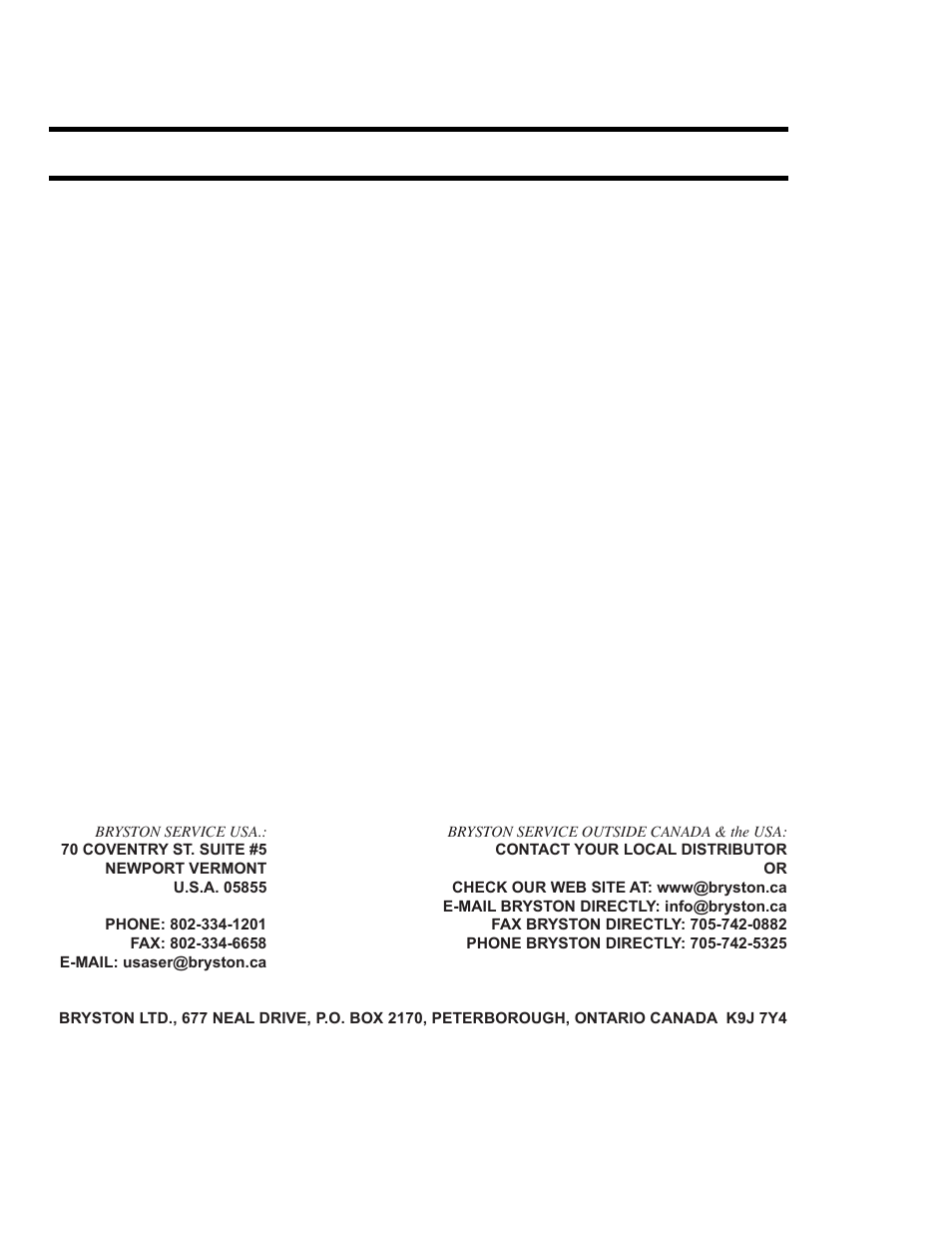 Bryston 20 -year warranty | Bryston 2B User Manual | Page 9 / 9